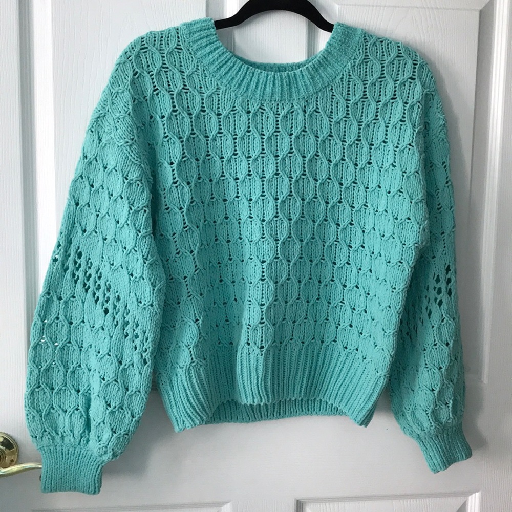 Teal cropped sweater